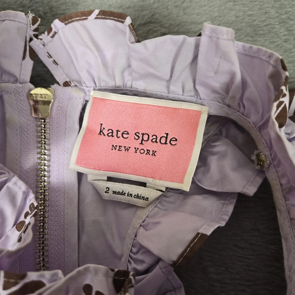 Kate Spade‎ Dress Womens 2 Lilac Floral Belted Purple Zip Up *READ